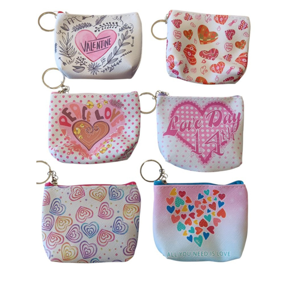 Set of 6 Valentine's Coin Purses! Adorable on their own or to gift small items!